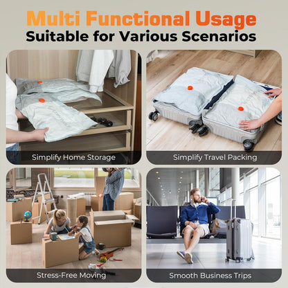 15 Pack Reusable Vacuum Storage Bags for Travel with Rechargeable Air Pump,Vacuum Compression Packing Seal for Clothes, Blankets, Seasonal Storage,Carry-On Space Saver Bags in 3 Sizes