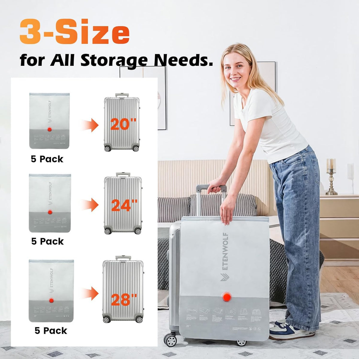 15 Pack Reusable Vacuum Storage Bags for Travel with Rechargeable Air Pump,Vacuum Compression Packing Seal for Clothes, Blankets, Seasonal Storage,Carry-On Space Saver Bags in 3 Sizes