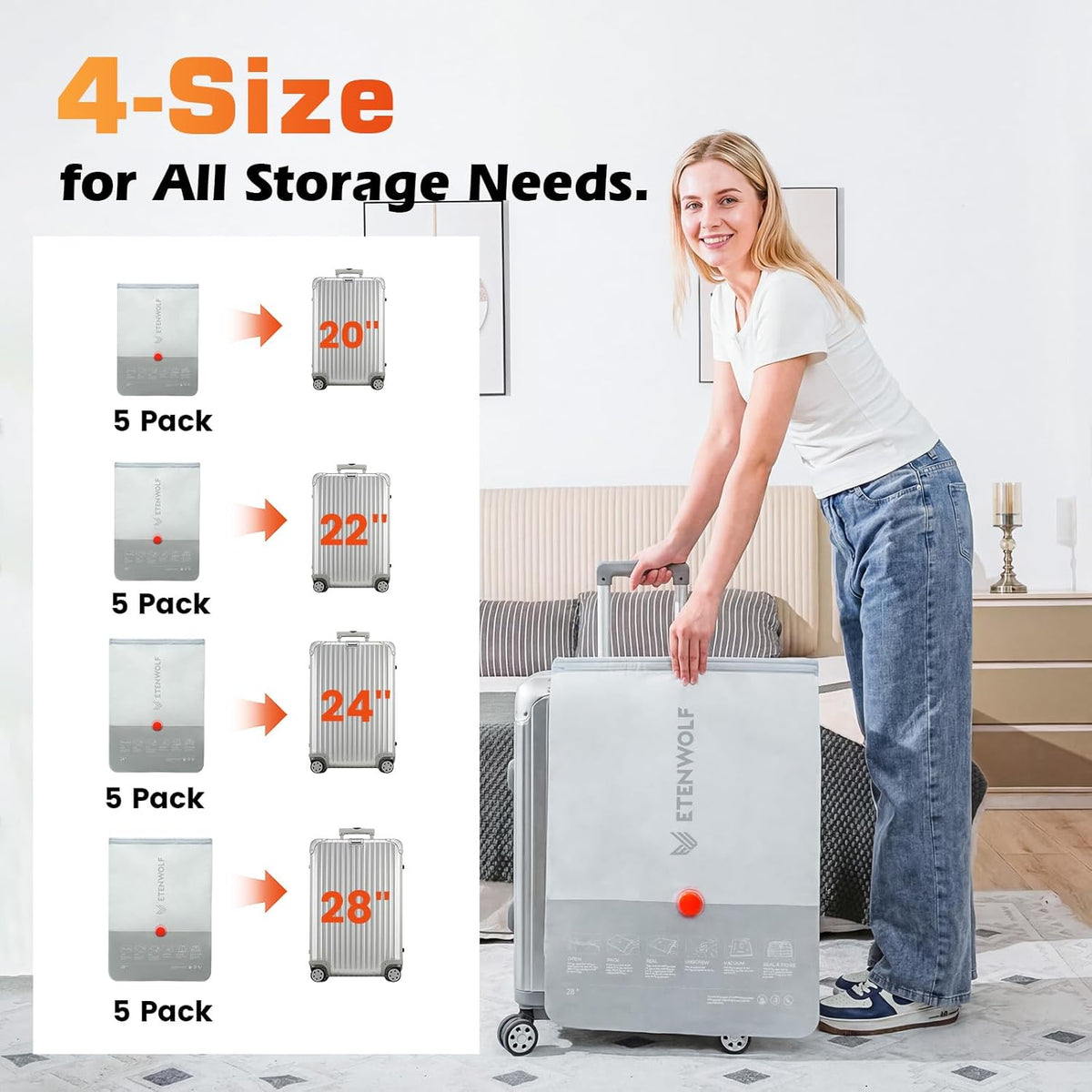 15 Pack Reusable Vacuum Storage Bags for Travel with Rechargeable Air Pump,Vacuum Compression Packing Seal for Clothes, Blankets, Seasonal Storage,Carry-On Space Saver Bags in 3 Sizes