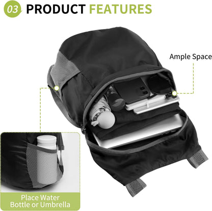 20L Ultra Hiking-Daypack Lightweight Foldable Travel Packable Backpack for Camping Cycling Outdoor, Navy Blue