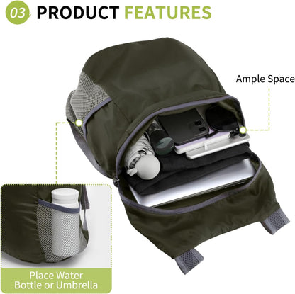 20L Ultra Hiking-Daypack Lightweight Foldable Travel Packable Backpack for Camping Cycling Outdoor, Navy Blue