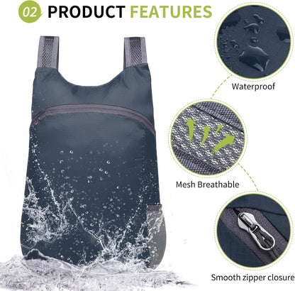20L Ultra Hiking-Daypack Lightweight Foldable Travel Packable Backpack for Camping Cycling Outdoor, Navy Blue