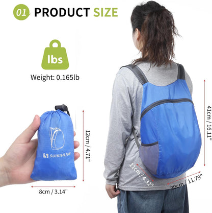 20L Ultra Hiking-Daypack Lightweight Foldable Travel Packable Backpack for Camping Cycling Outdoor, Navy Blue