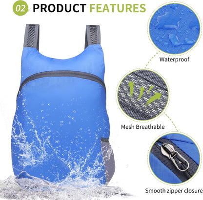 20L Ultra Hiking-Daypack Lightweight Foldable Travel Packable Backpack for Camping Cycling Outdoor, Navy Blue
