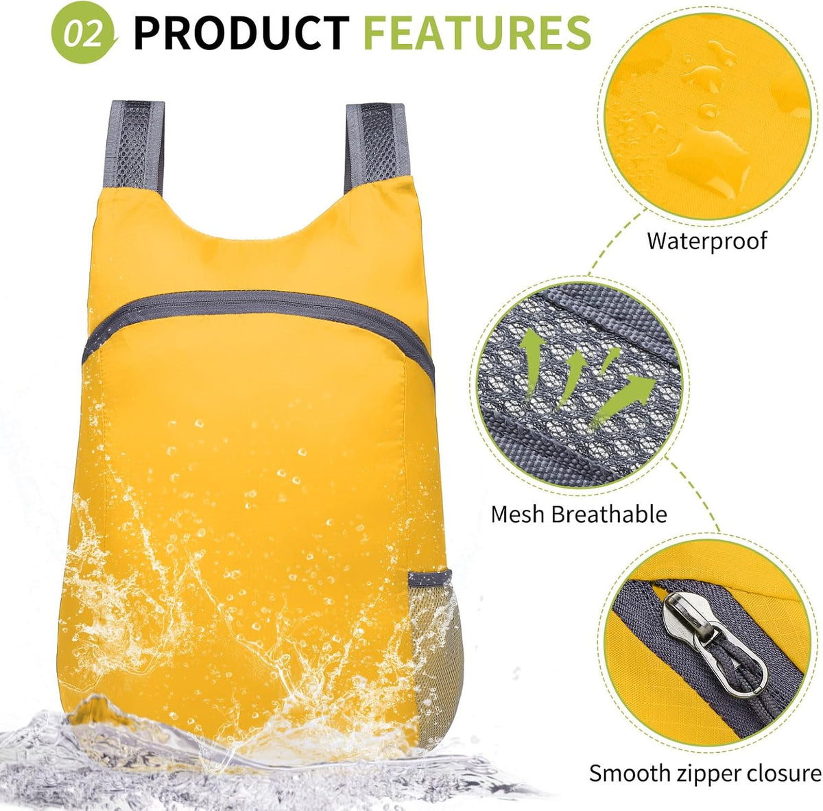 20L Ultra Hiking-Daypack Lightweight Foldable Travel Packable Backpack for Camping Cycling Outdoor, Navy Blue
