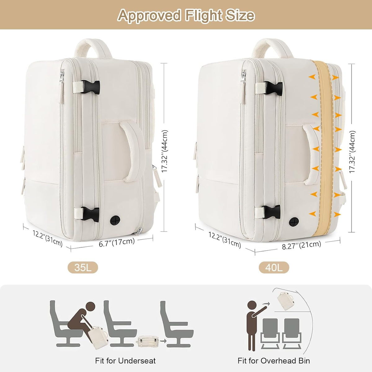 Large Expandable Travel Backpack for Men and Women, 17 Inch Laptop, Waterproof, Casual, College Bookbag, Backpack for Women, as Person Item Flight Approved