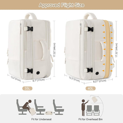 Large Expandable Travel Backpack for Men and Women, 17 Inch Laptop, Waterproof, Casual, College Bookbag, Backpack for Women, as Person Item Flight Approved