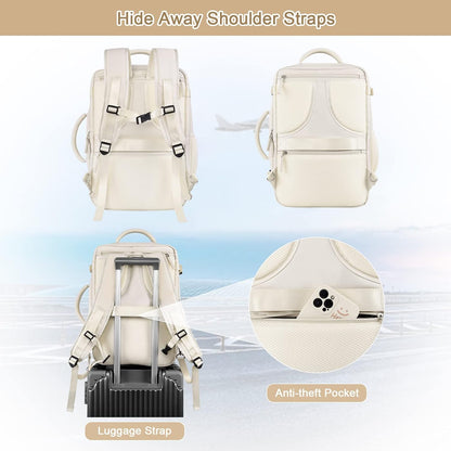Large Expandable Travel Backpack for Men and Women, 17 Inch Laptop, Waterproof, Casual, College Bookbag, Backpack for Women, as Person Item Flight Approved