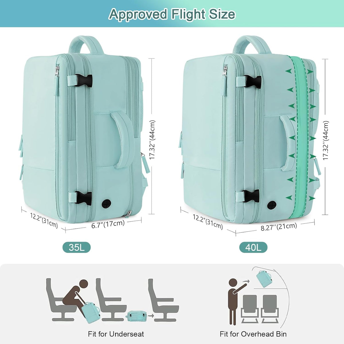 Large Expandable Travel Backpack for Men and Women, 17 Inch Laptop, Waterproof, Casual, College Bookbag, Backpack for Women, as Person Item Flight Approved