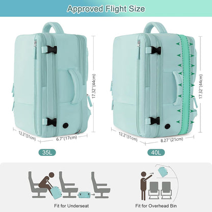 Large Expandable Travel Backpack for Men and Women, 17 Inch Laptop, Waterproof, Casual, College Bookbag, Backpack for Women, as Person Item Flight Approved