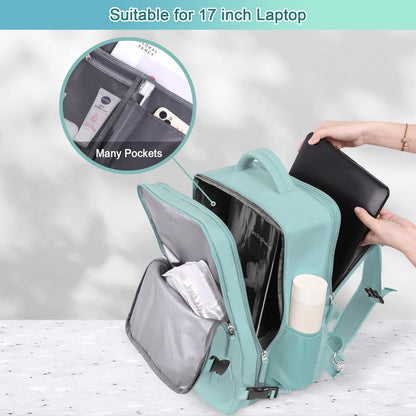 Large Expandable Travel Backpack for Men and Women, 17 Inch Laptop, Waterproof, Casual, College Bookbag, Backpack for Women, as Person Item Flight Approved