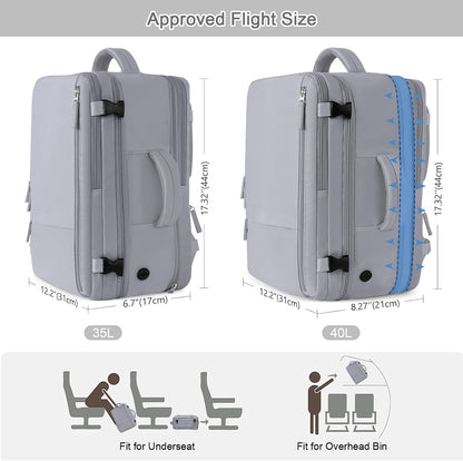 Large Expandable Travel Backpack for Men and Women, 17 Inch Laptop, Waterproof, Casual, College Bookbag, Backpack for Women, as Person Item Flight Approved