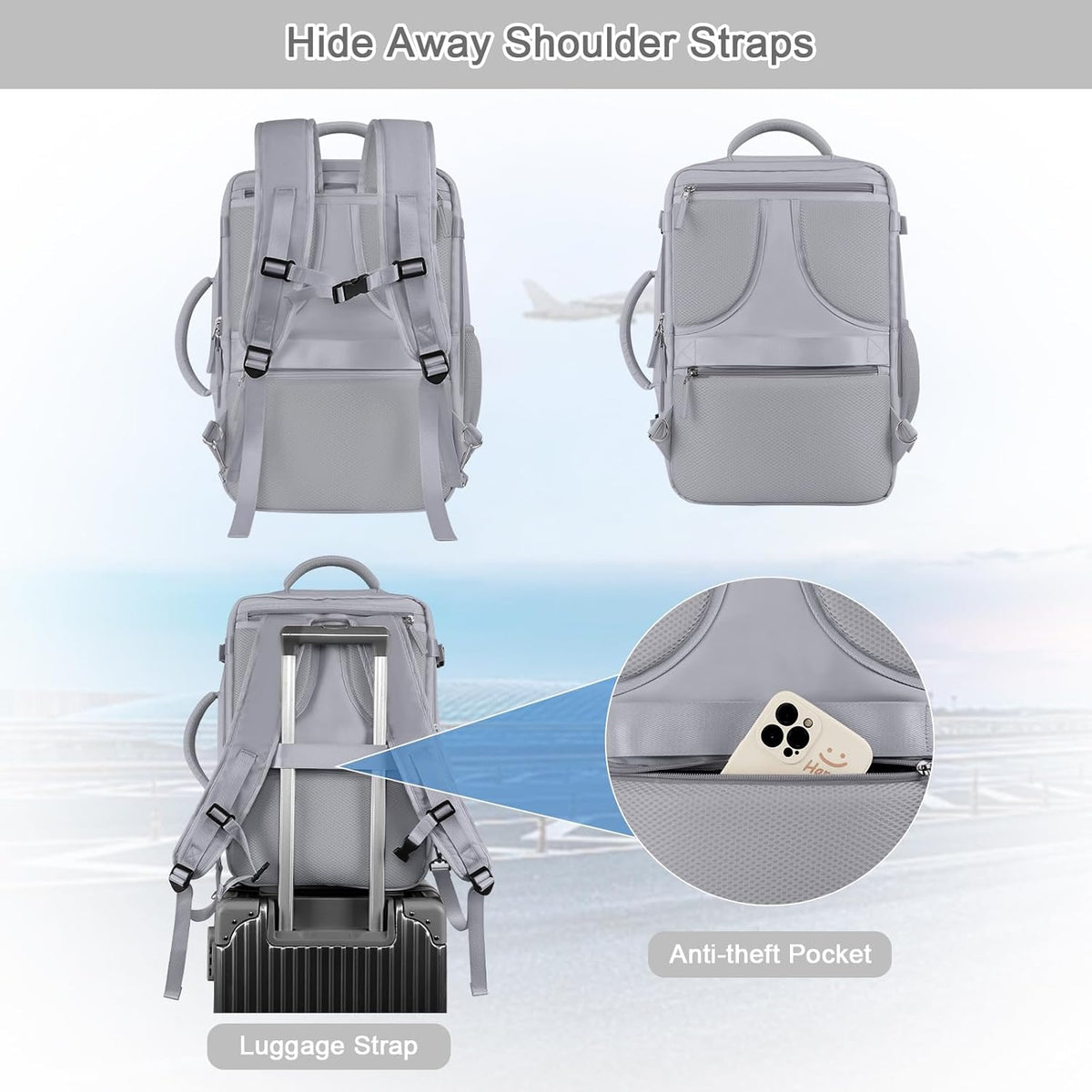 Large Expandable Travel Backpack for Men and Women, 17 Inch Laptop, Waterproof, Casual, College Bookbag, Backpack for Women, as Person Item Flight Approved