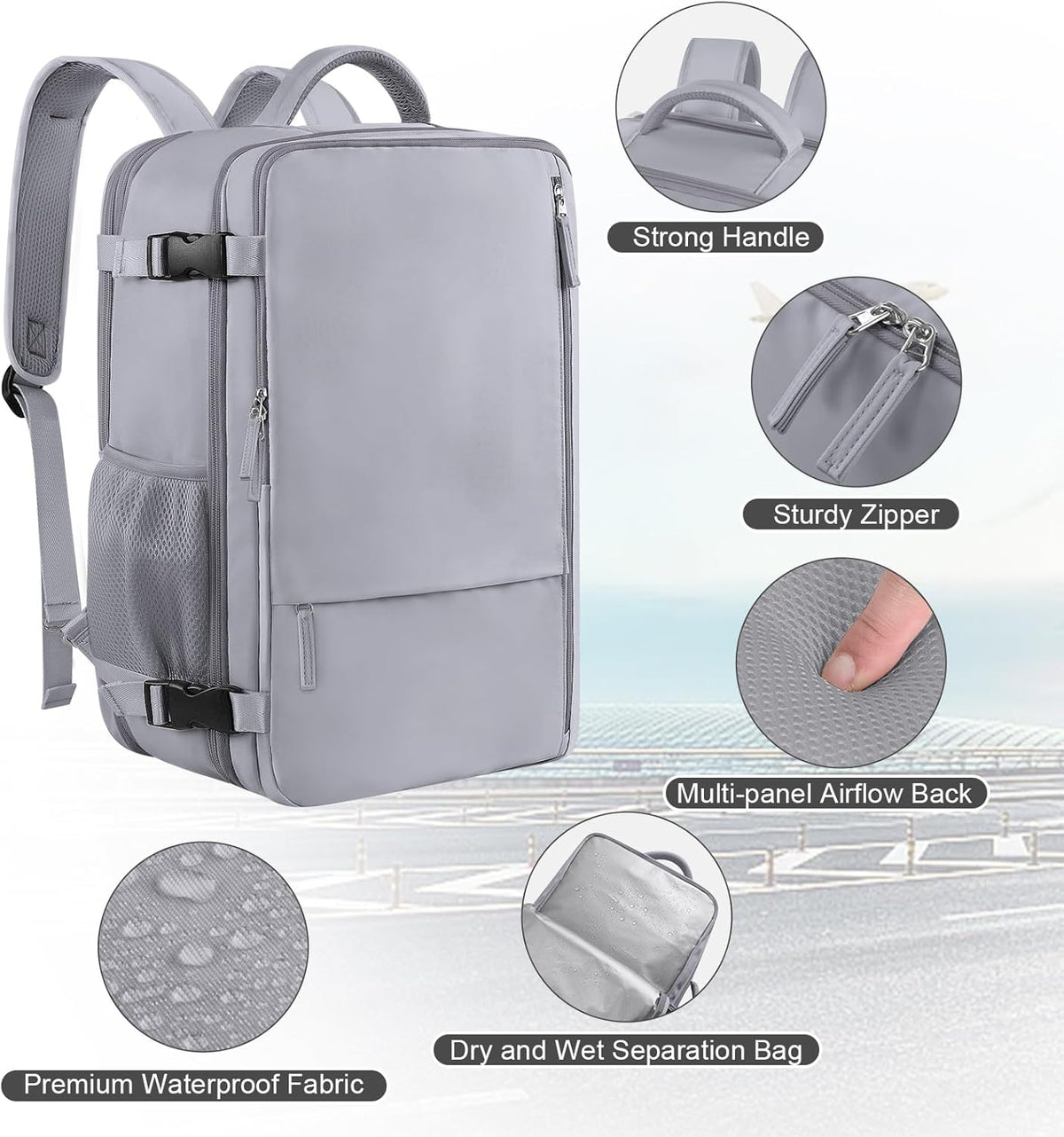 Large Expandable Travel Backpack for Men and Women, 17 Inch Laptop, Waterproof, Casual, College Bookbag, Backpack for Women, as Person Item Flight Approved