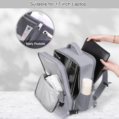 Large Expandable Travel Backpack for Men and Women, 17 Inch Laptop, Waterproof, Casual, College Bookbag, Backpack for Women, as Person Item Flight Approved