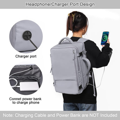 Large Expandable Travel Backpack for Men and Women, 17 Inch Laptop, Waterproof, Casual, College Bookbag, Backpack for Women, as Person Item Flight Approved