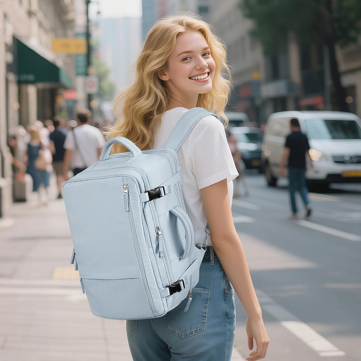 Large Expandable Travel Backpack for Men and Women, 17 Inch Laptop, Waterproof, Casual, College Bookbag, Backpack for Women, as Person Item Flight Approved