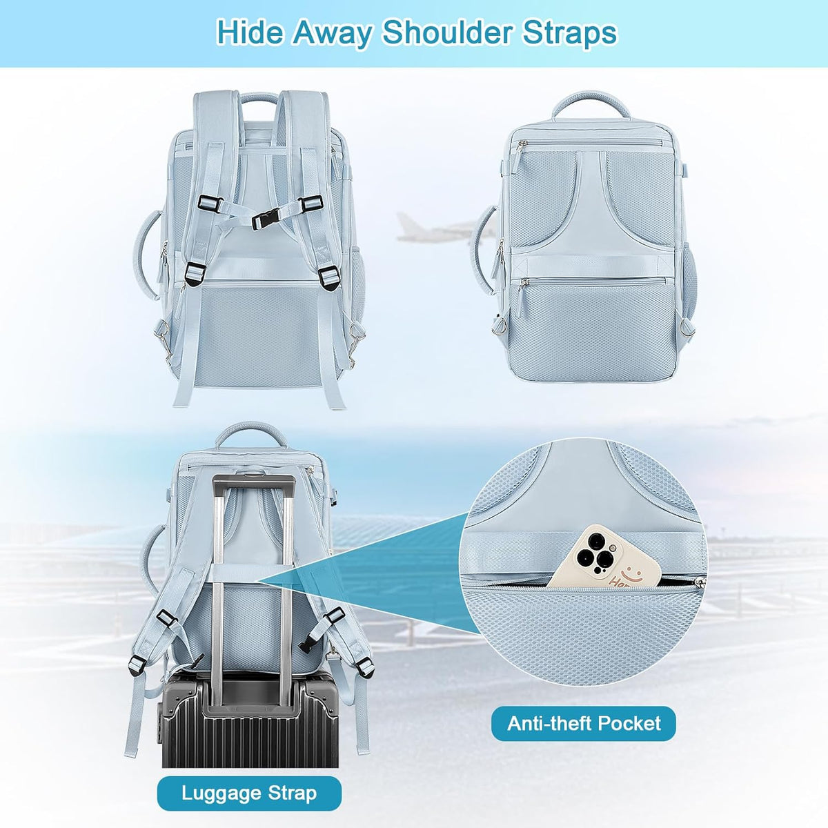 Large Expandable Travel Backpack for Men and Women, 17 Inch Laptop, Waterproof, Casual, College Bookbag, Backpack for Women, as Person Item Flight Approved