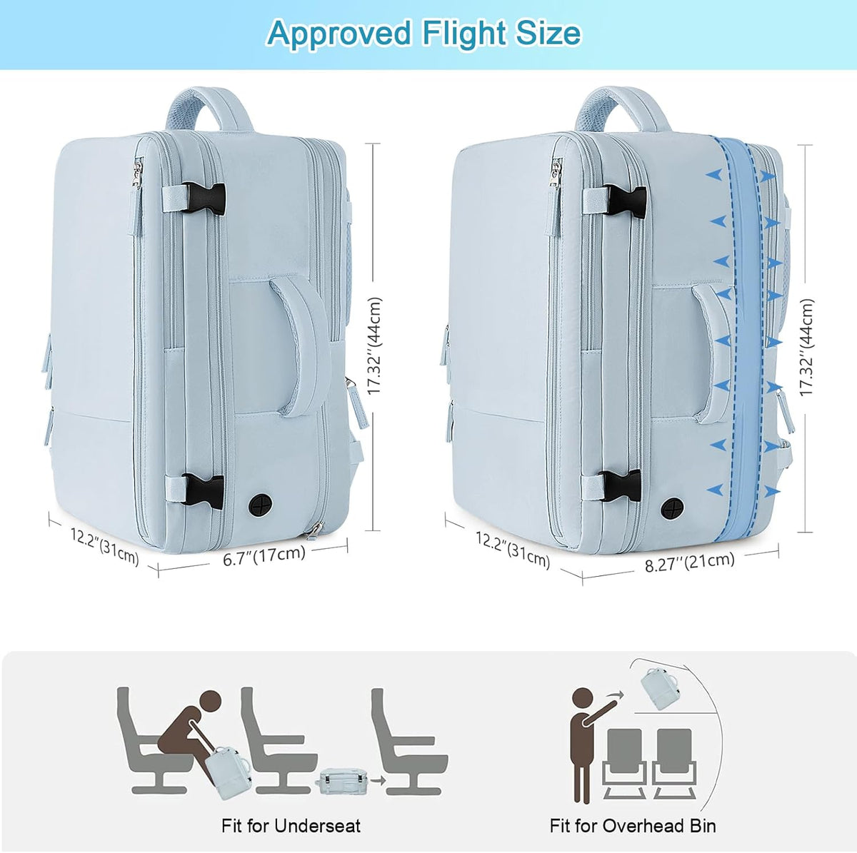 Large Expandable Travel Backpack for Men and Women, 17 Inch Laptop, Waterproof, Casual, College Bookbag, Backpack for Women, as Person Item Flight Approved