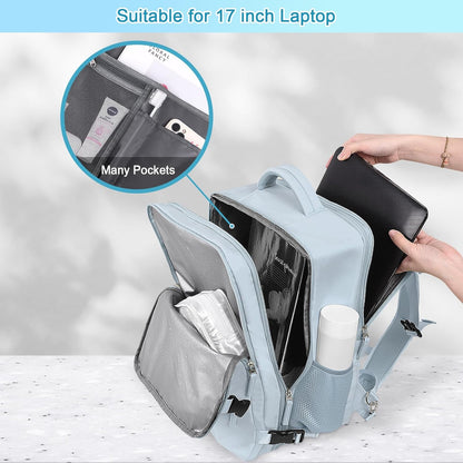 Large Expandable Travel Backpack for Men and Women, 17 Inch Laptop, Waterproof, Casual, College Bookbag, Backpack for Women, as Person Item Flight Approved