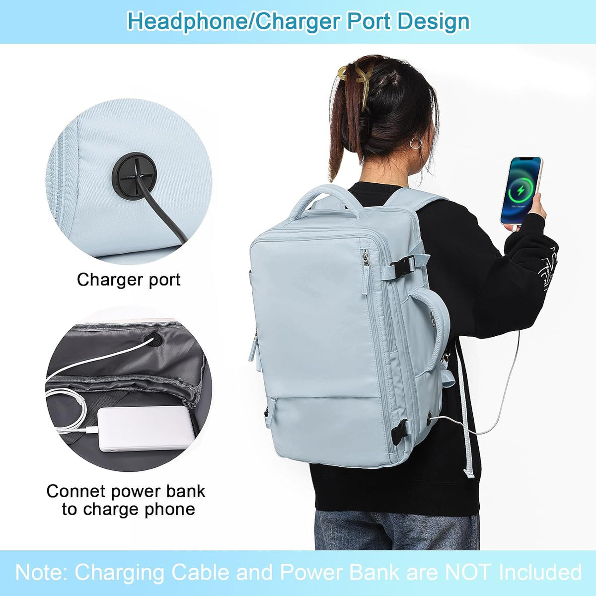 Large Expandable Travel Backpack for Men and Women, 17 Inch Laptop, Waterproof, Casual, College Bookbag, Backpack for Women, as Person Item Flight Approved