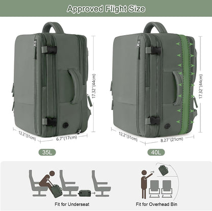 Large Expandable Travel Backpack for Men and Women, 17 Inch Laptop, Waterproof, Casual, College Bookbag, Backpack for Women, as Person Item Flight Approved