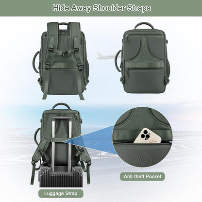 Large Expandable Travel Backpack for Men and Women, 17 Inch Laptop, Waterproof, Casual, College Bookbag, Backpack for Women, as Person Item Flight Approved