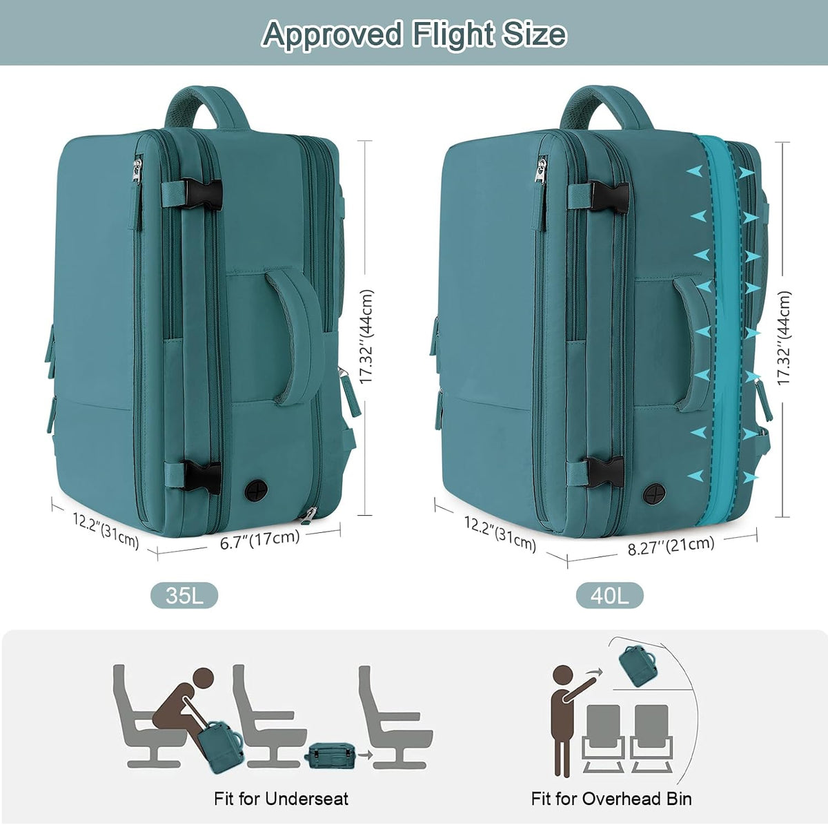 Large Expandable Travel Backpack for Men and Women, 17 Inch Laptop, Waterproof, Casual, College Bookbag, Backpack for Women, as Person Item Flight Approved