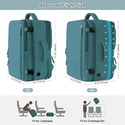 Large Expandable Travel Backpack for Men and Women, 17 Inch Laptop, Waterproof, Casual, College Bookbag, Backpack for Women, as Person Item Flight Approved