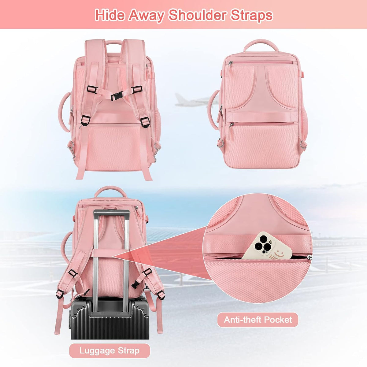 Large Expandable Travel Backpack for Men and Women, 17 Inch Laptop, Waterproof, Casual, College Bookbag, Backpack for Women, as Person Item Flight Approved