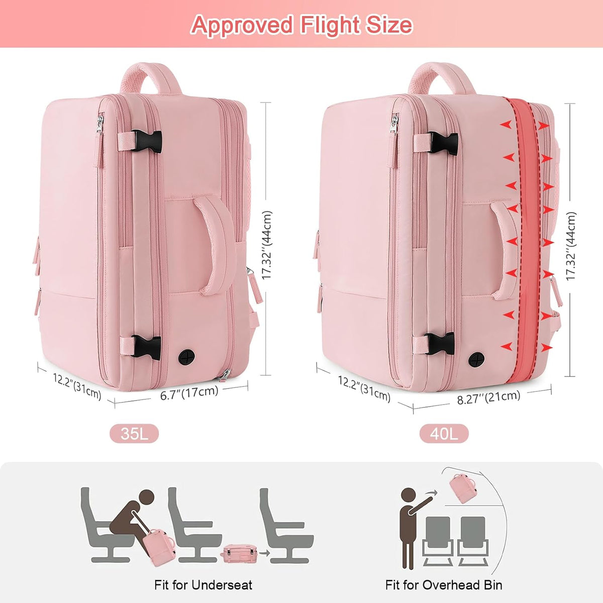 Large Expandable Travel Backpack for Men and Women, 17 Inch Laptop, Waterproof, Casual, College Bookbag, Backpack for Women, as Person Item Flight Approved