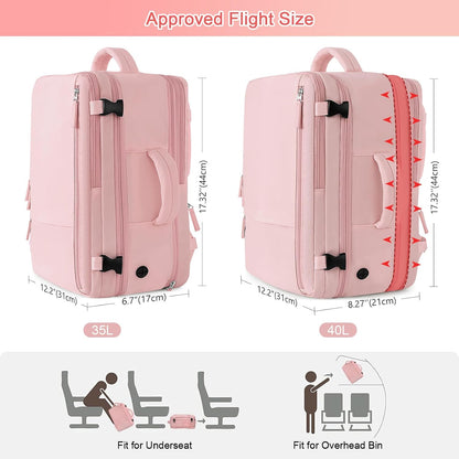 Large Expandable Travel Backpack for Men and Women, 17 Inch Laptop, Waterproof, Casual, College Bookbag, Backpack for Women, as Person Item Flight Approved