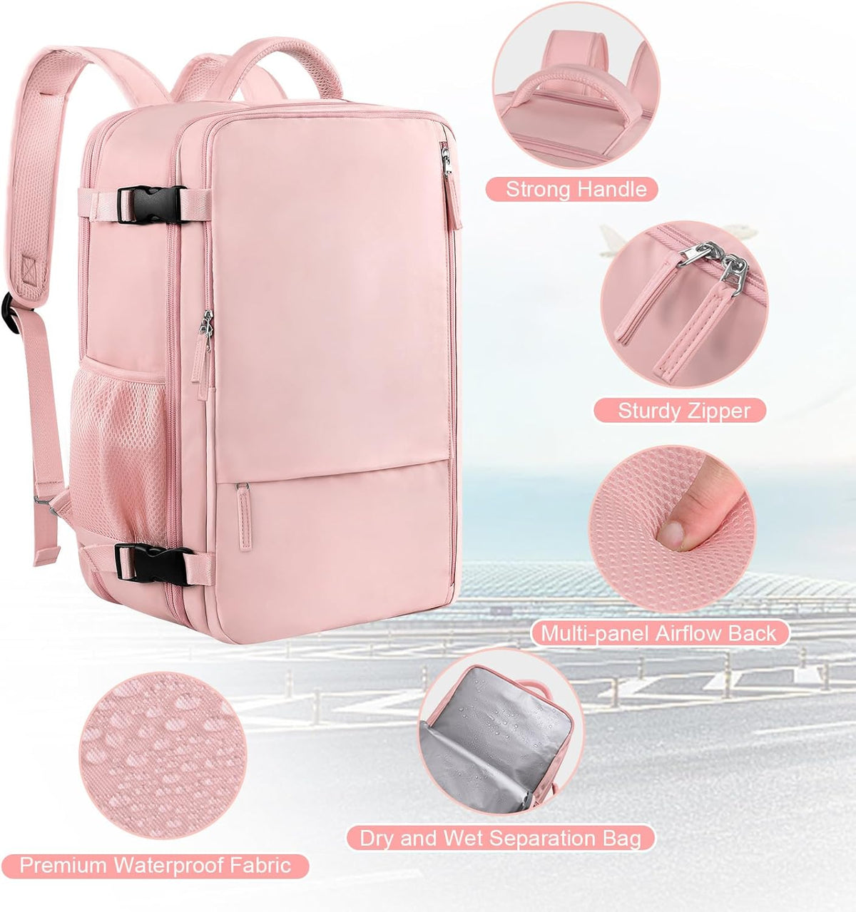 Large Expandable Travel Backpack for Men and Women, 17 Inch Laptop, Waterproof, Casual, College Bookbag, Backpack for Women, as Person Item Flight Approved