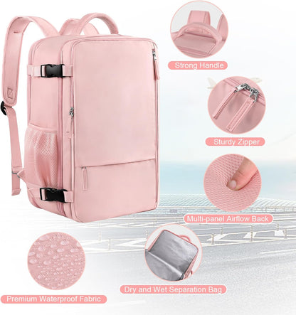 Large Expandable Travel Backpack for Men and Women, 17 Inch Laptop, Waterproof, Casual, College Bookbag, Backpack for Women, as Person Item Flight Approved