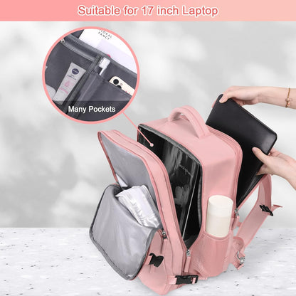 Large Expandable Travel Backpack for Men and Women, 17 Inch Laptop, Waterproof, Casual, College Bookbag, Backpack for Women, as Person Item Flight Approved