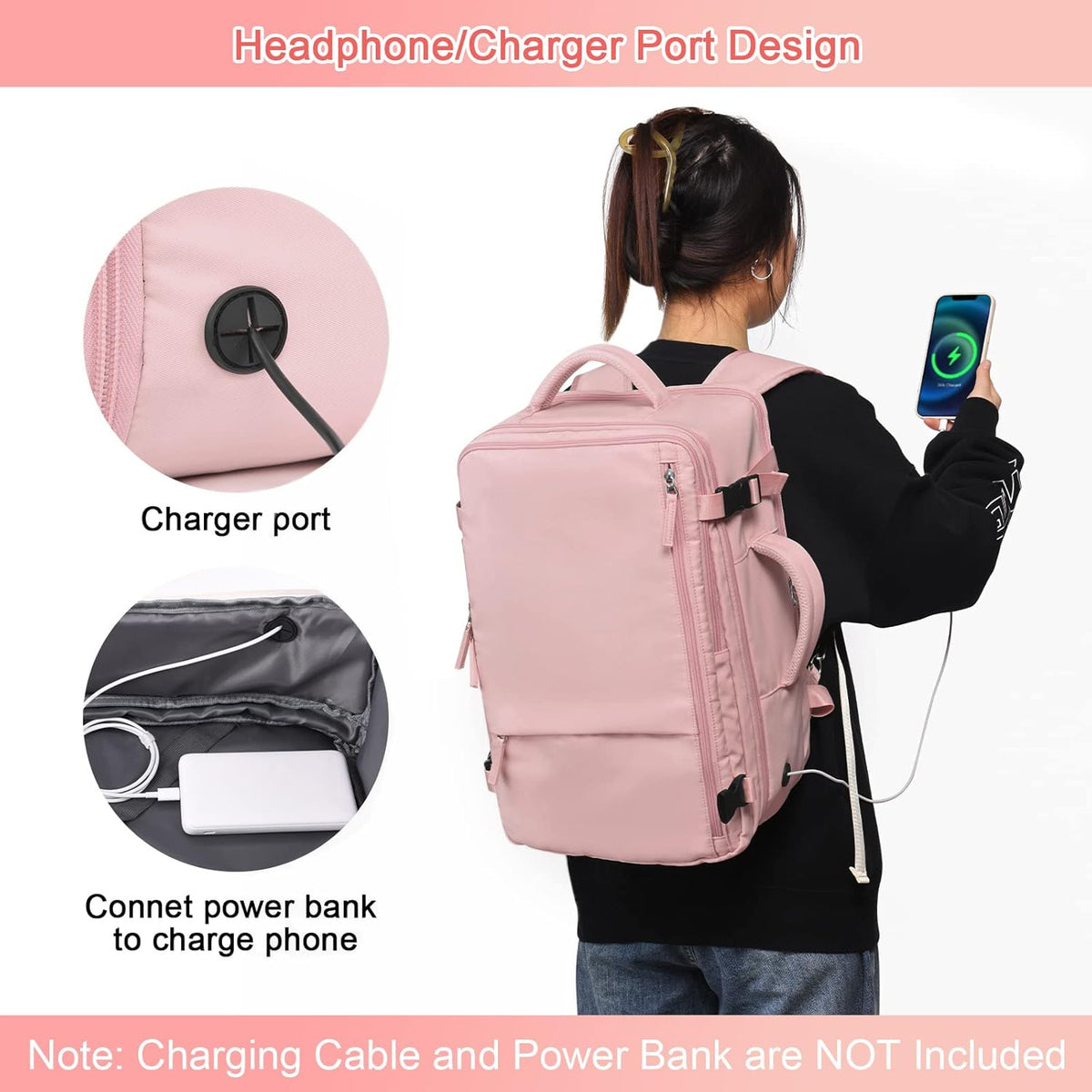 Large Expandable Travel Backpack for Men and Women, 17 Inch Laptop, Waterproof, Casual, College Bookbag, Backpack for Women, as Person Item Flight Approved