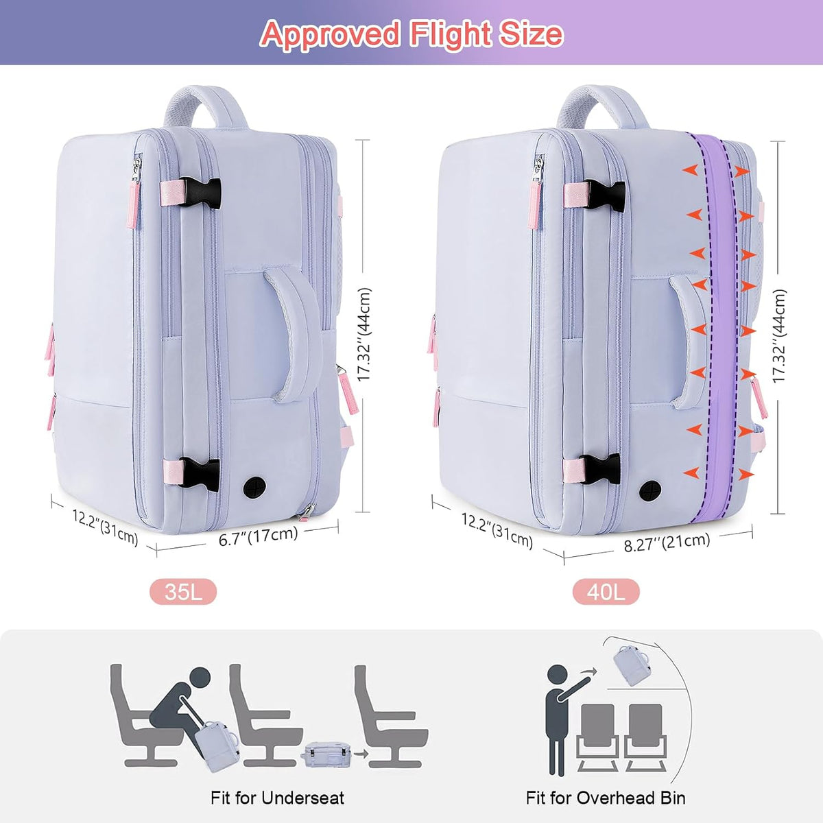 Large Expandable Travel Backpack for Men and Women, 17 Inch Laptop, Waterproof, Casual, College Bookbag, Backpack for Women, as Person Item Flight Approved