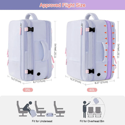 Large Expandable Travel Backpack for Men and Women, 17 Inch Laptop, Waterproof, Casual, College Bookbag, Backpack for Women, as Person Item Flight Approved