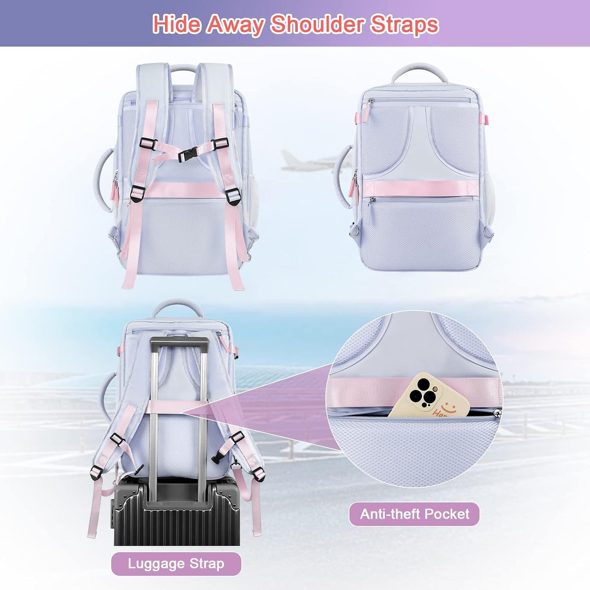 Large Expandable Travel Backpack for Men and Women, 17 Inch Laptop, Waterproof, Casual, College Bookbag, Backpack for Women, as Person Item Flight Approved