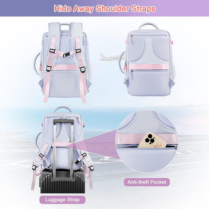 Large Expandable Travel Backpack for Men and Women, 17 Inch Laptop, Waterproof, Casual, College Bookbag, Backpack for Women, as Person Item Flight Approved