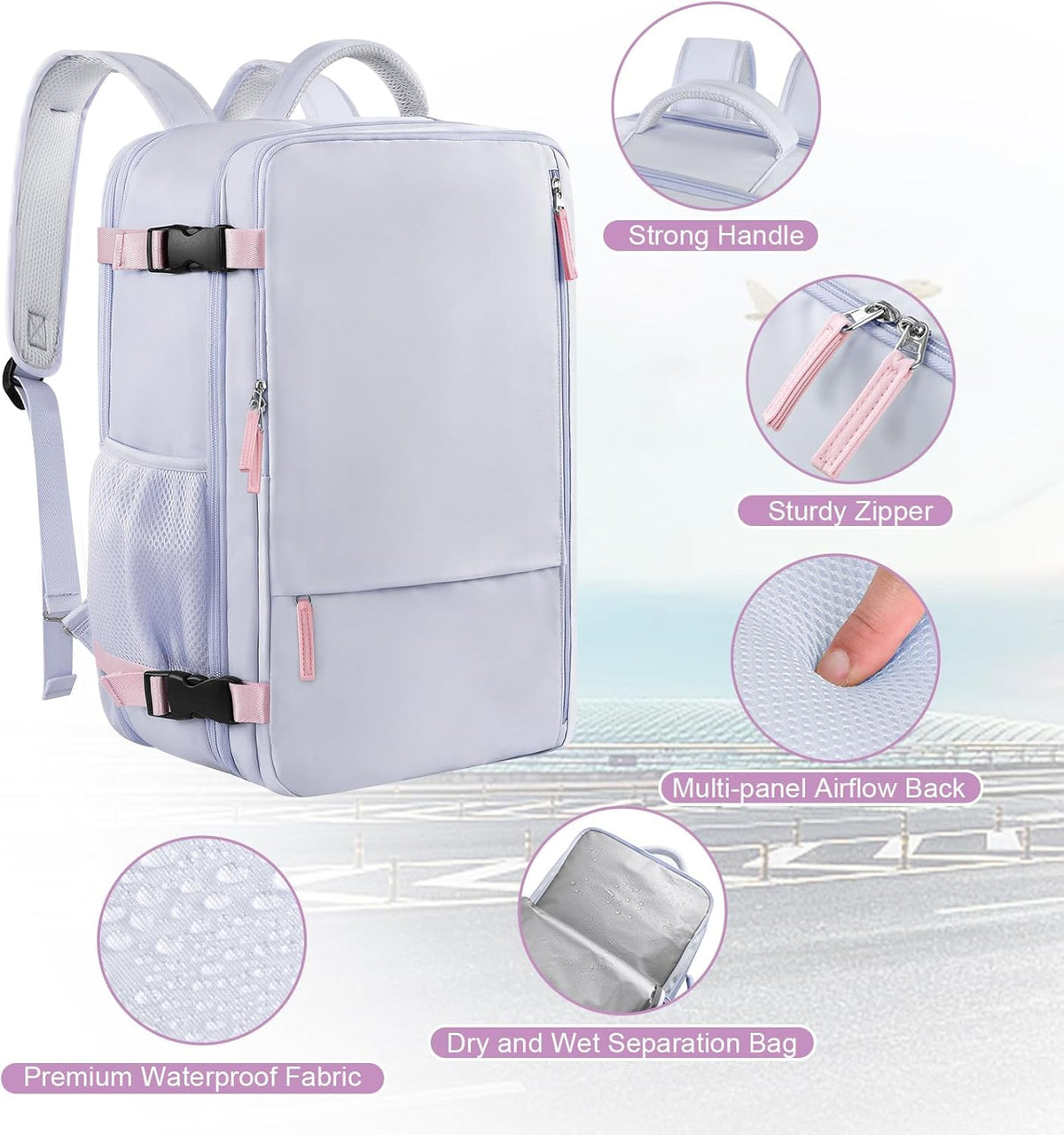 Large Expandable Travel Backpack for Men and Women, 17 Inch Laptop, Waterproof, Casual, College Bookbag, Backpack for Women, as Person Item Flight Approved