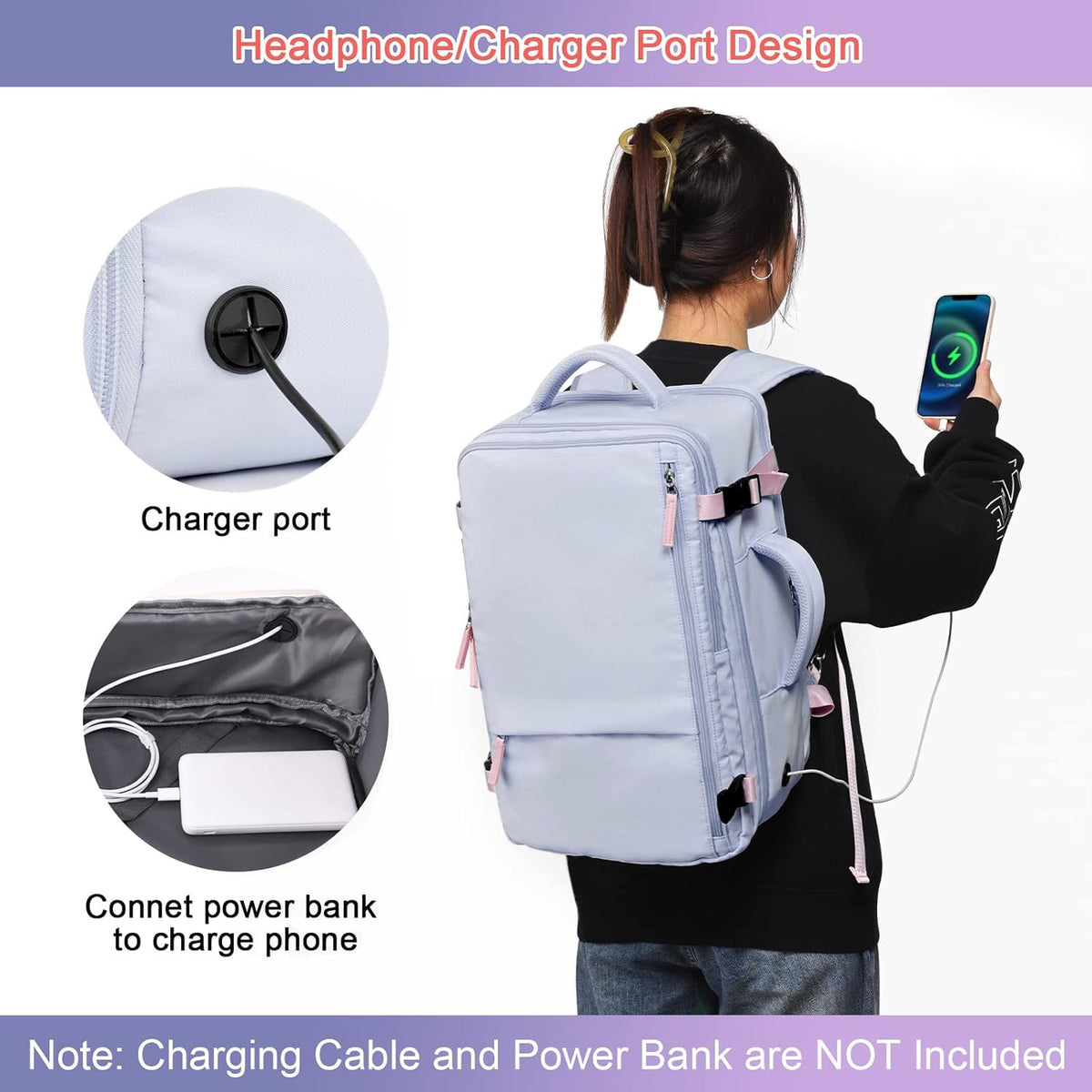 Large Expandable Travel Backpack for Men and Women, 17 Inch Laptop, Waterproof, Casual, College Bookbag, Backpack for Women, as Person Item Flight Approved