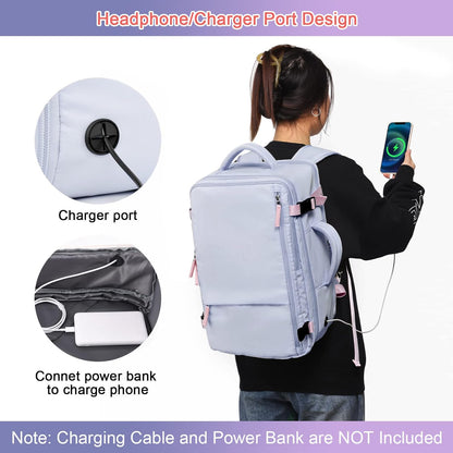 Large Expandable Travel Backpack for Men and Women, 17 Inch Laptop, Waterproof, Casual, College Bookbag, Backpack for Women, as Person Item Flight Approved