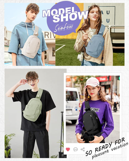 Sling Backpack bag for Men, Multipurpose Crossbody Shoulder Bag for Travel Hiking Daypack Green
