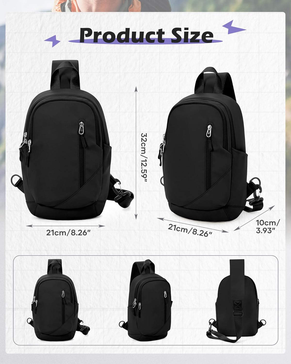 Sling Backpack bag for Men, Multipurpose Crossbody Shoulder Bag for Travel Hiking Daypack Green