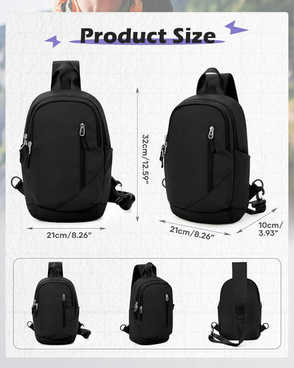 Sling Backpack bag for Men, Multipurpose Crossbody Shoulder Bag for Travel Hiking Daypack Green