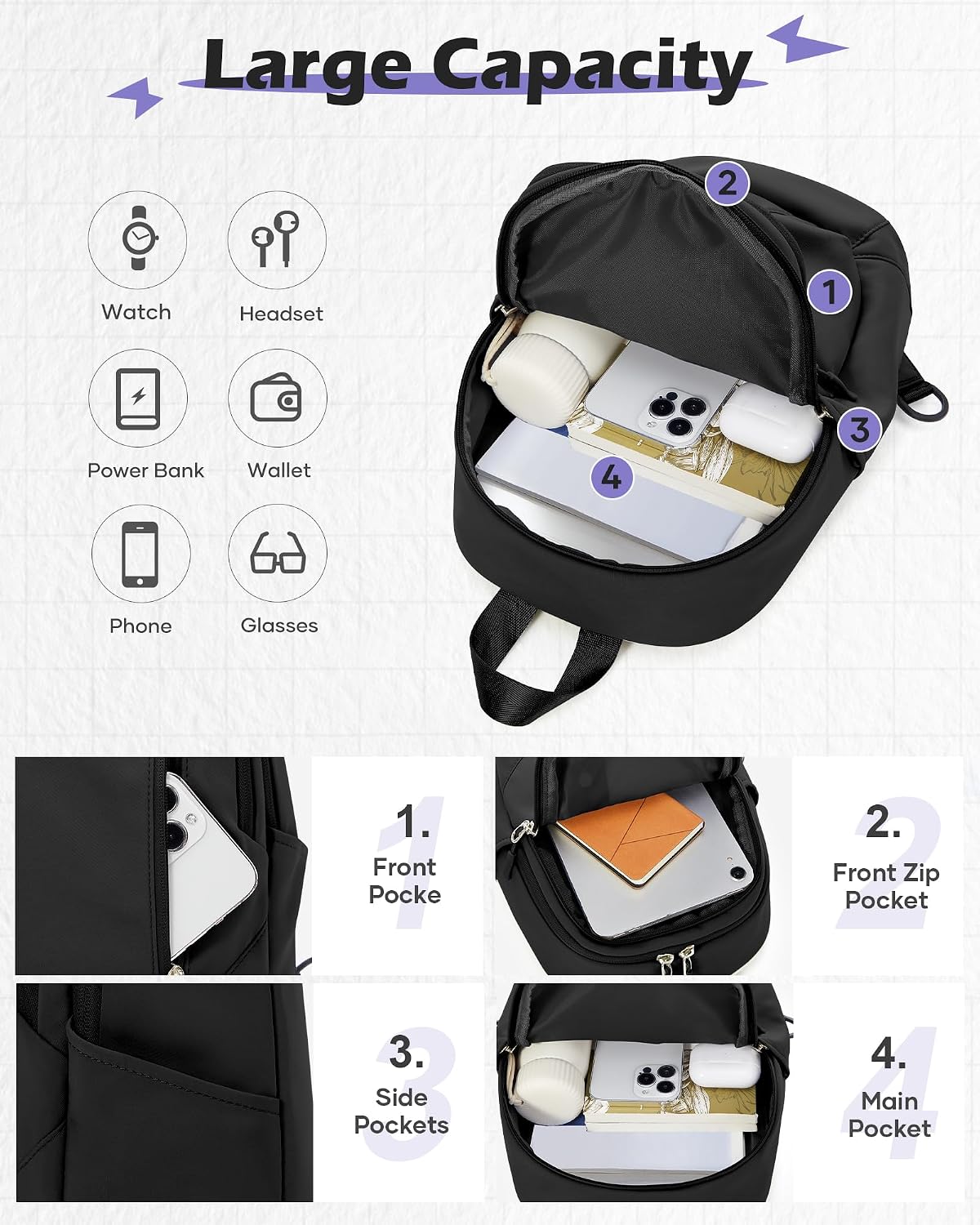 Sling Backpack bag for Men, Multipurpose Crossbody Shoulder Bag for Travel Hiking Daypack Green