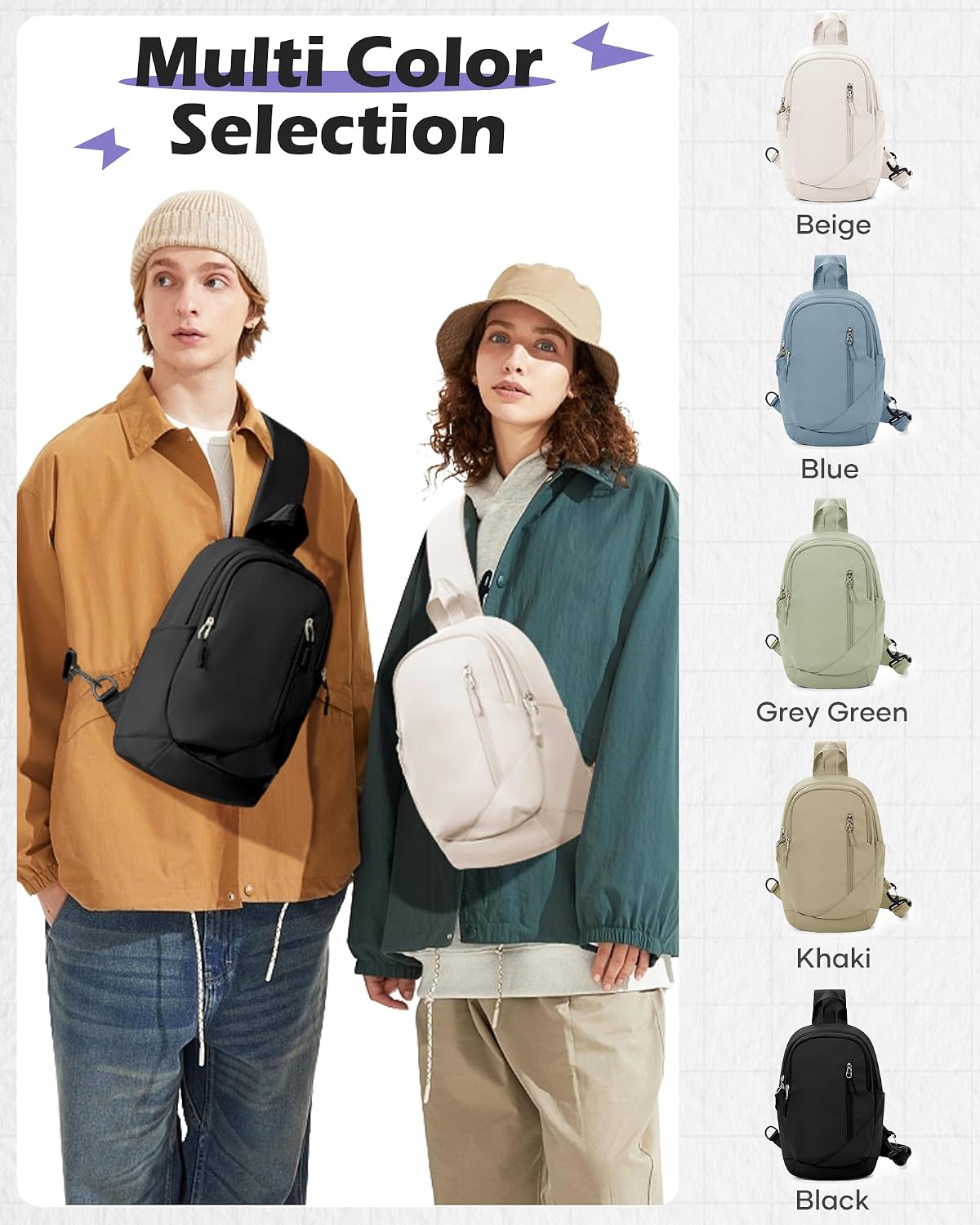 Sling Backpack bag for Men, Multipurpose Crossbody Shoulder Bag for Travel Hiking Daypack Green