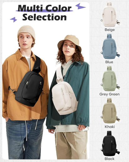 Sling Backpack bag for Men, Multipurpose Crossbody Shoulder Bag for Travel Hiking Daypack Green