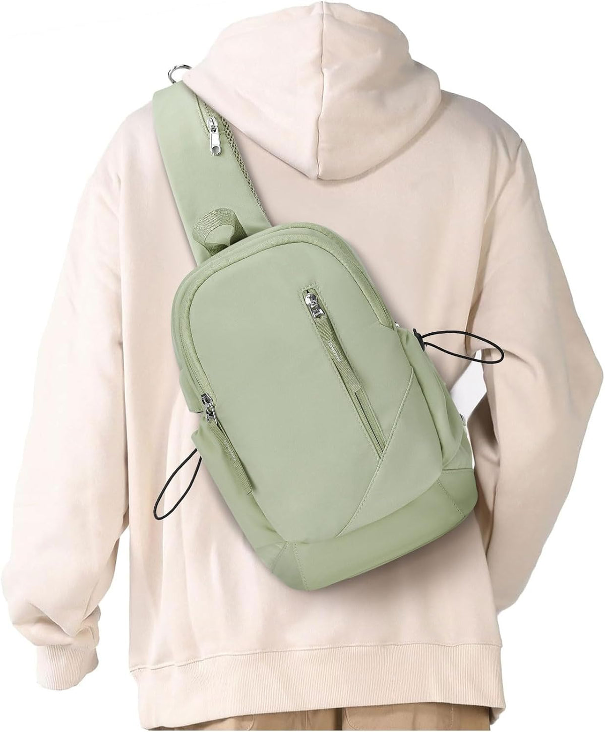 Sling Backpack bag for Men, Multipurpose Crossbody Shoulder Bag for Travel Hiking Daypack Green